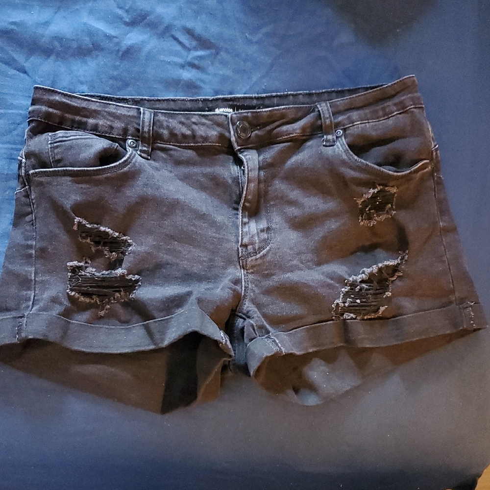 Bluenotes Ripped Black Jean Shorts